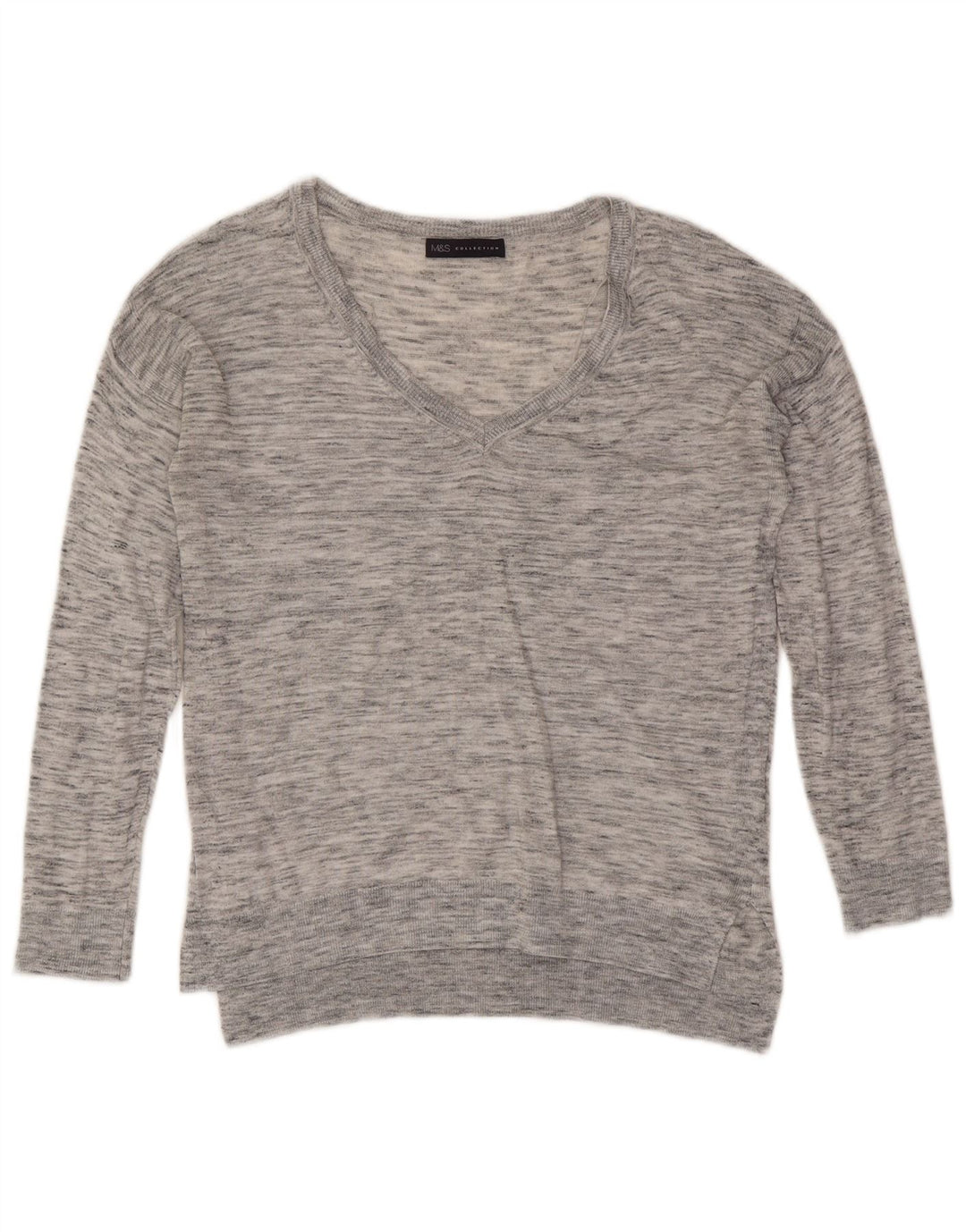 Marks & Spencer Dame V-hals sweater UK 8 Small Grey Flecked
