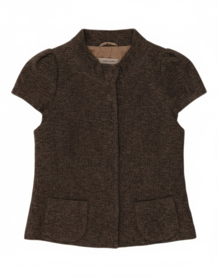 Rene Lezard kortærmet blazerjakke til kvinder EU 36 Lille grå uld