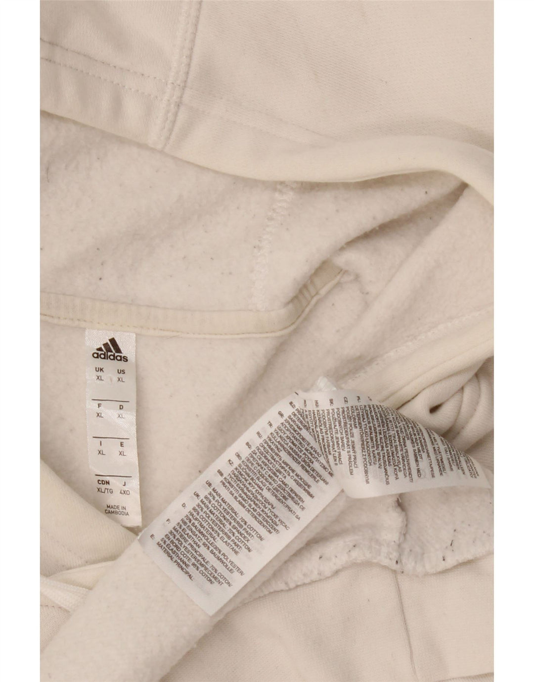 ADIDAS Mens Hoodie Jumper XL White Cotton Vintage Adidas and Second-Hand Adidas from Messina Hembry 