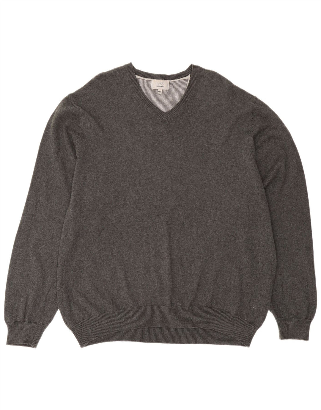 Marks & Spencer Herre Regular Fit V-hals sweater 3XL Grå Bomuld