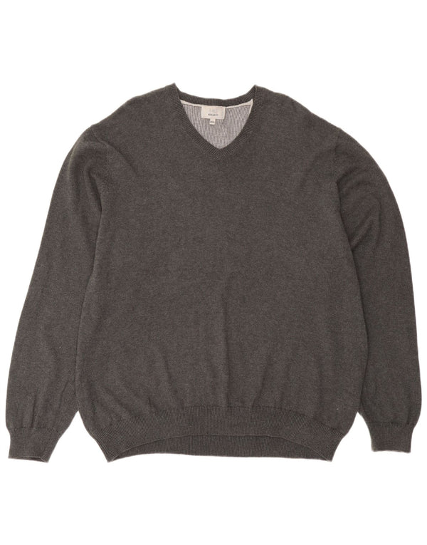 Marks & Spencer Herre Regular Fit V-hals sweater 3XL Grå Bomuld