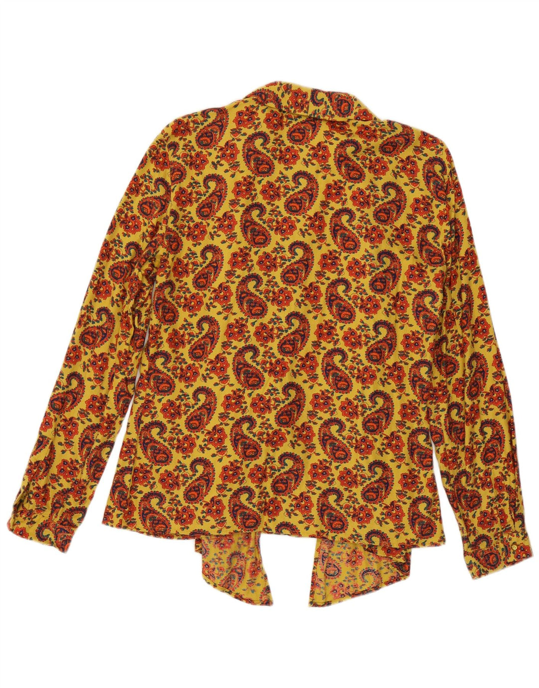 Byblos Dame Front Tie Shirt Bluse IT 44 Medium Yellow Paisley