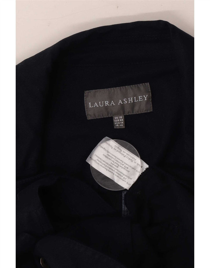 Laura Ashley Dame 2 Button Blazer Jacket UK 18 XL Navy Blue Bomuld