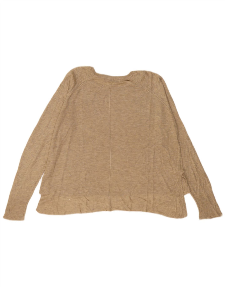 Zara Dame Oversized Boat Neck Jumper Sweater UK 10 Small Beige