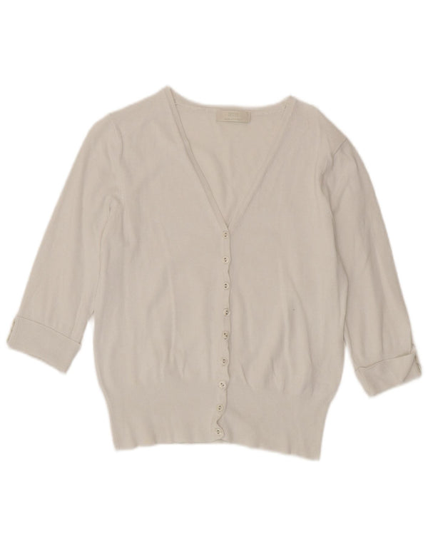 Marks & Spencer Womens Crop 3/4-ærmet cardigantrøje UK 12 Medium White