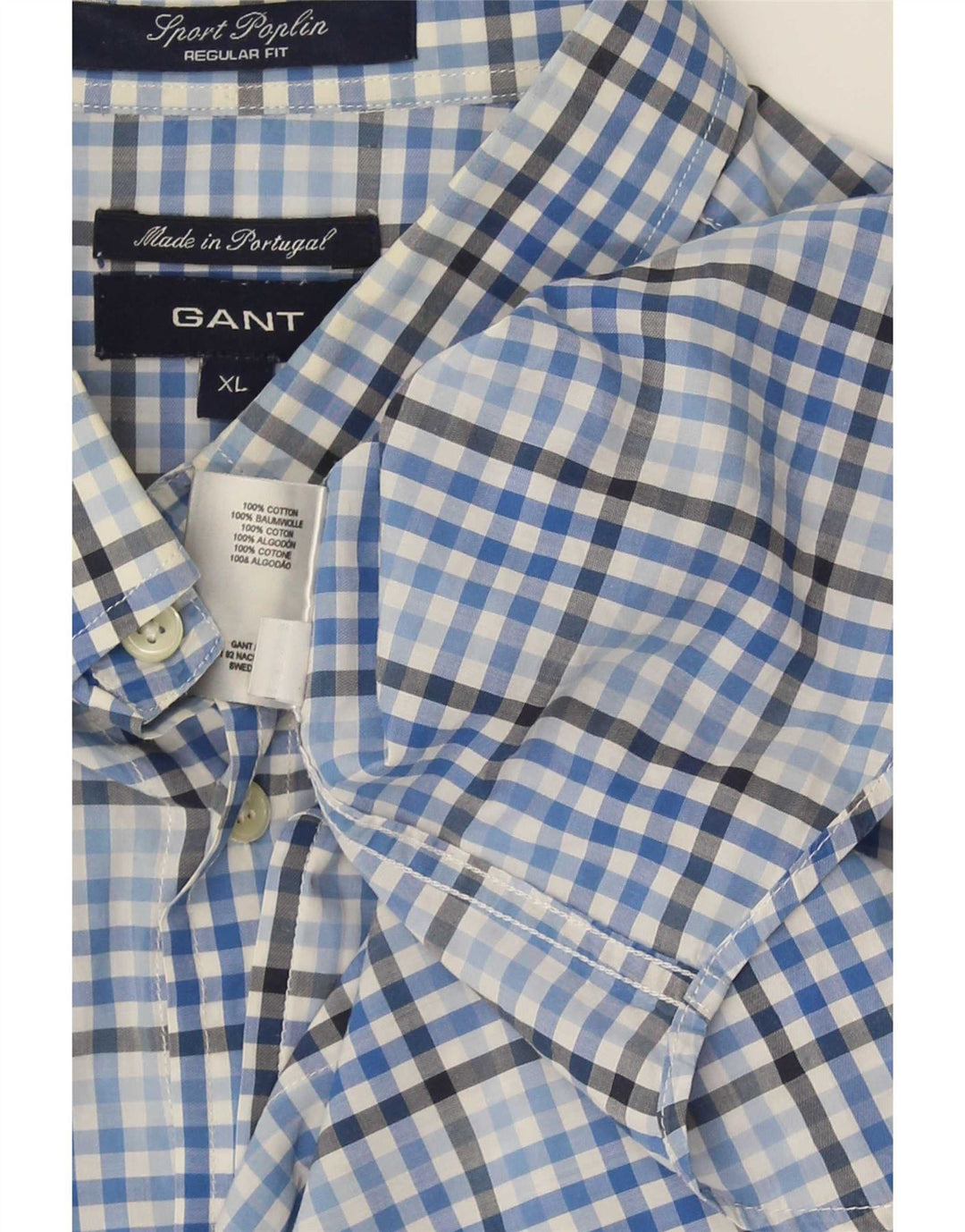 Gant herre Regular Fit skjorte XL blå Gingham bomuld