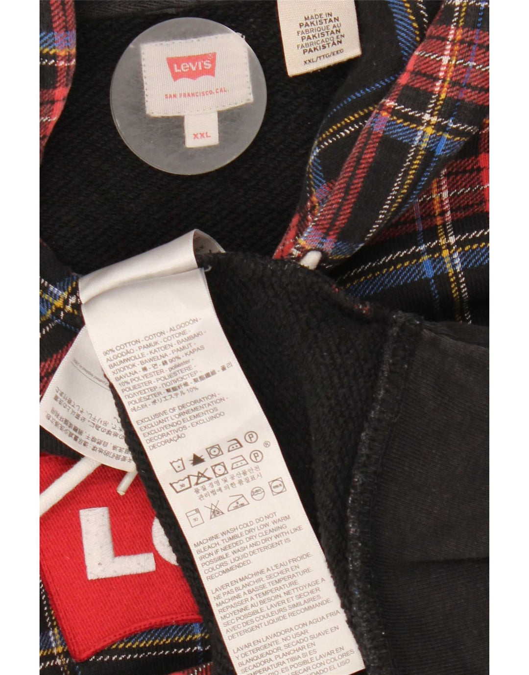 Levi's Grafisk hættetrøje til mænd 2XL flerfarvet ternet bomuld