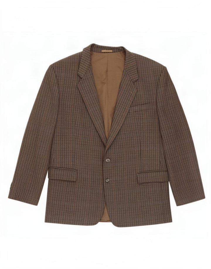 Wellington Herre 2-knaps blazerjakke EU 48 4XL Brun Houndstooth Uld