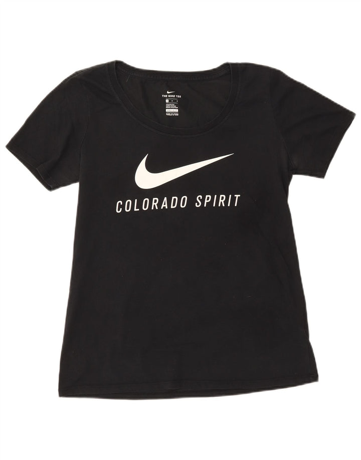 NIKE Womens Colorado Spirit Graphic T-Shirt Top UK 12 Medium Black Bomuld