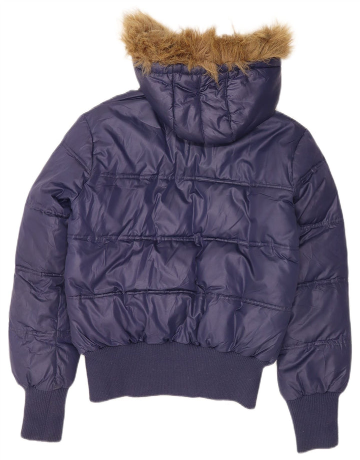 Lee Dame Hooded Polstret Jakke UK 16 Large Navy Blue Polyester