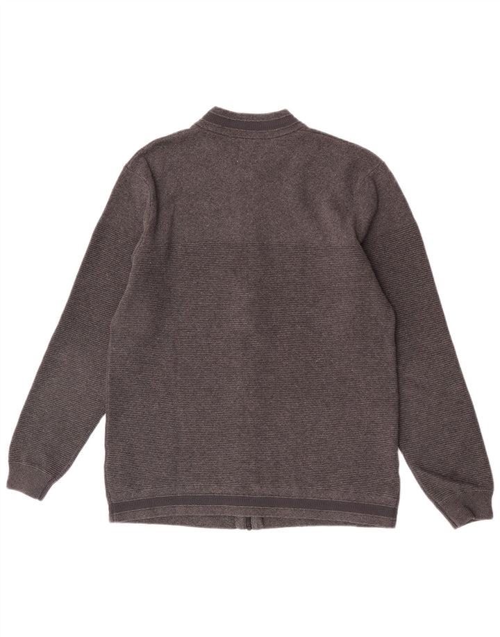 Zara Herre cardigan sweater Stor grå stribet bomuld