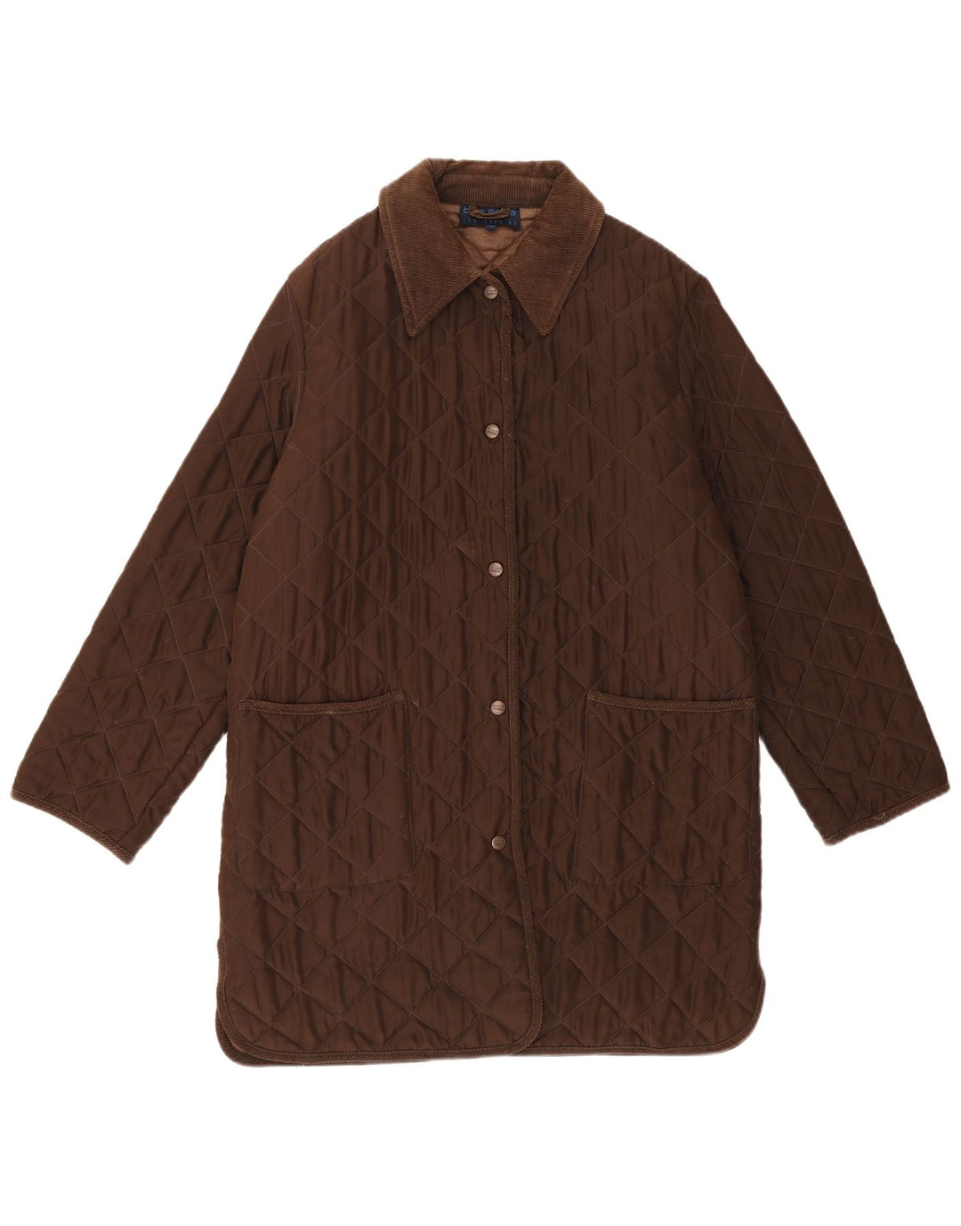Les Copains Quiltet overfrakke til kvinder IT 42 Medium Brown Acetate