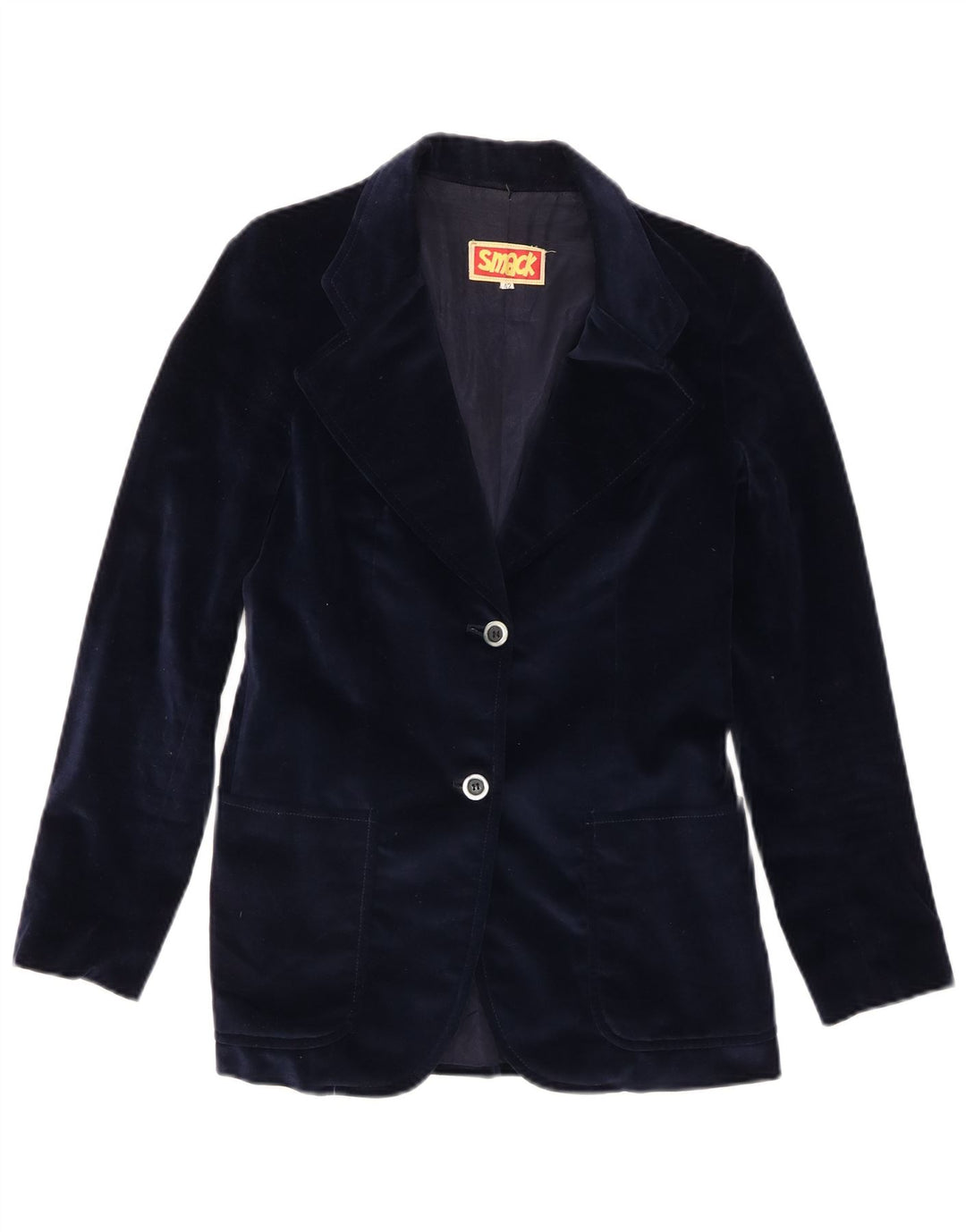 Vintage Dame Velvet 2 Button Blazer Jacket IT 42 Medium Navy Blue