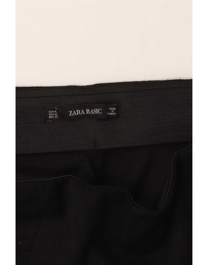 Zara Dame Slim Trousers XL W36 L27 Sort