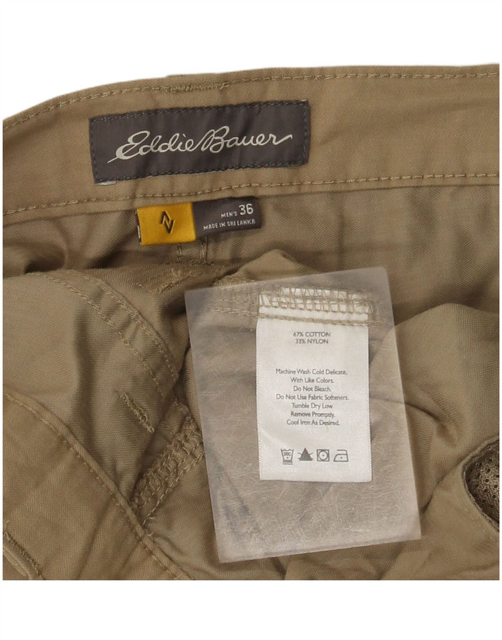 EDDIE BAUER Herre Cargo Shorts W36 Large Beige Bomuld