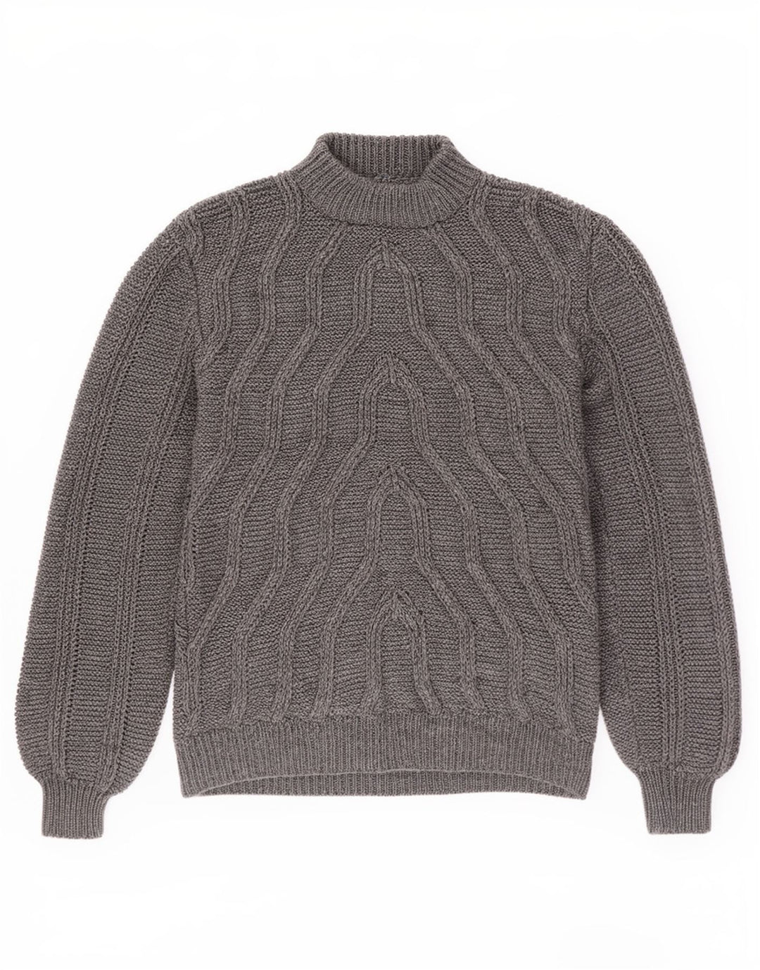 Vintage Herre Turtle Neck Jumper Sweater Medium Grå Geometrisk