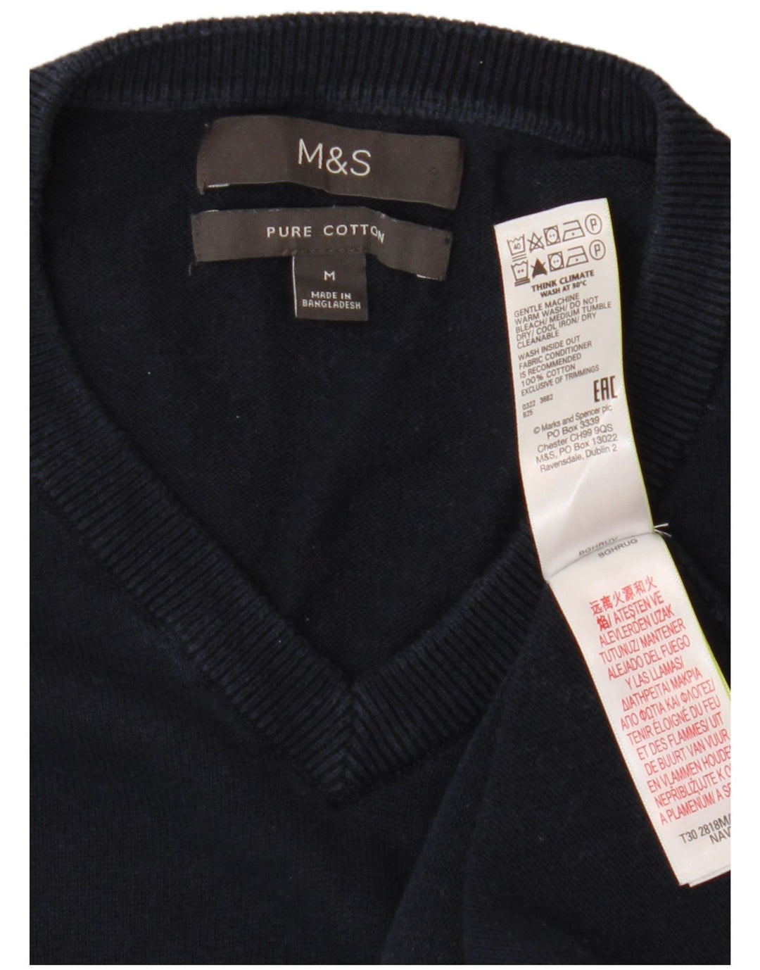 Marks & Spencer Herre V-hals sweater Medium marineblå bomuld