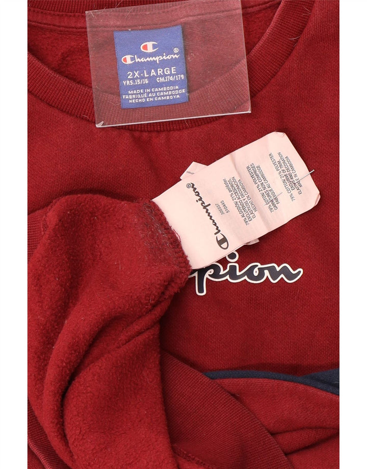 CHAMPION Drenge Sweatshirt Jumper 15-16 år 2XL Rød Colourblock Bomuld