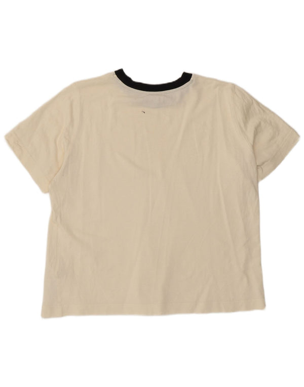 Massimo Dutti Dame T-Shirt Top UK 18 XL Off White Bomuld