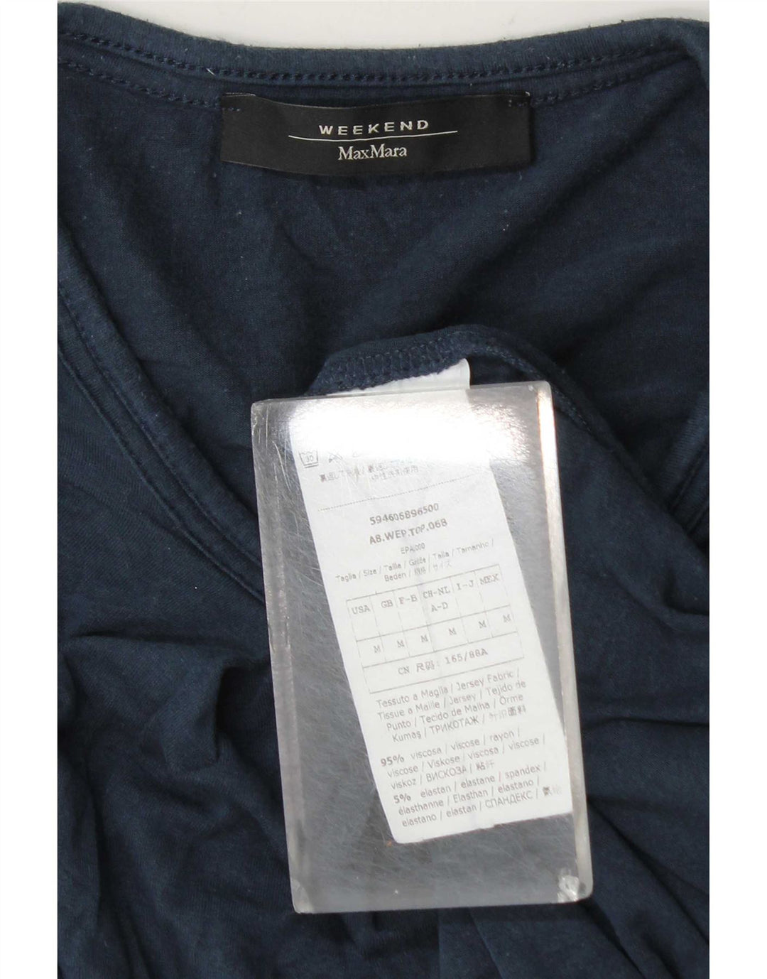 Max Mara Dame Weekend Top Langærmet UK 14 Medium Navy Blue Viscose