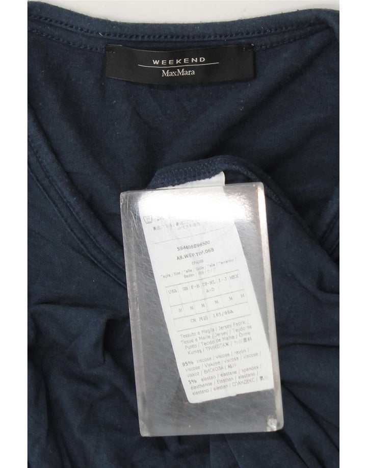 Max Mara Dame Weekend Top Langærmet UK 14 Medium Navy Blue Viscose