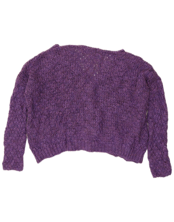 Zara Womens Crop Oversized cardigan sweater UK 14 Medium Purple Acryl