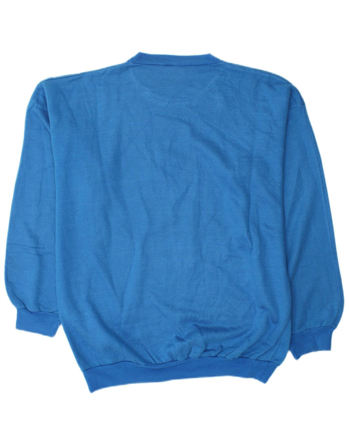Vintage herre grafisk sweatshirt jumper stor blå