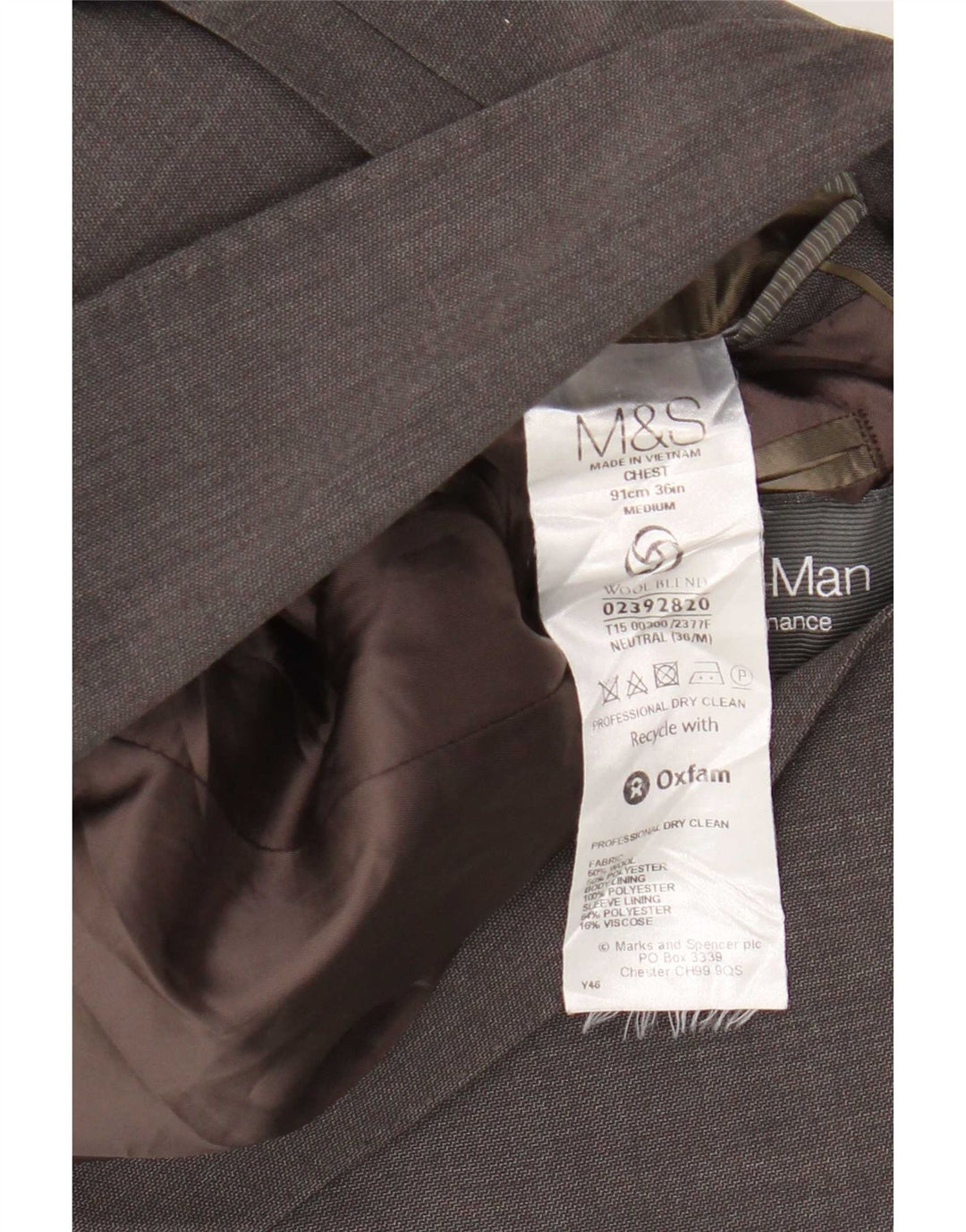 Marks & Spencer Herre 2-knaps blazerjakke UK 36 Lille grå uld