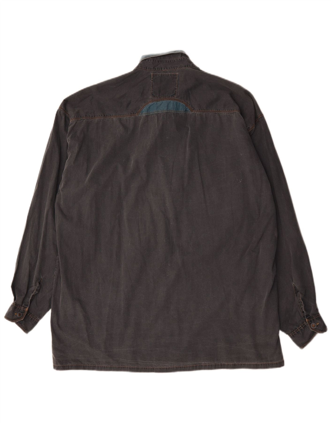 Vintage denimskjorte til mænd XL Grå Colourblock Bomuld