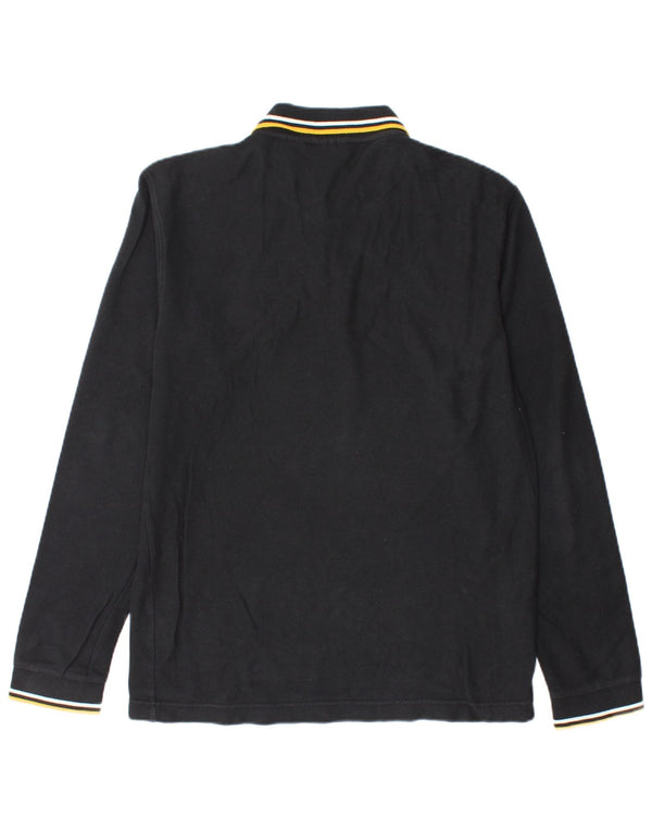 Fila Mens Long Sleeve Polo Shirt Medium Black Cotton