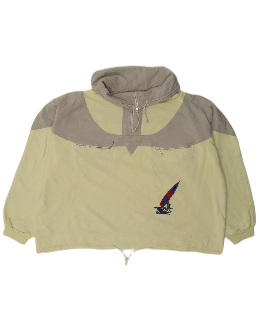 Vintage Kvinders Oversized Grafisk Sweatshirt Jumper UK 16 Large Yellow