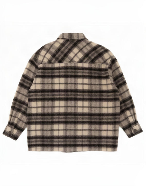 Zara Dame Loose Fit Overshirt Flanell Shirt UK 10 Small Grey Plaid