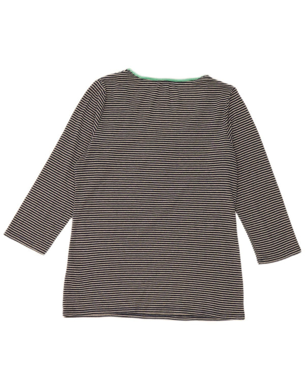 Marks & Spencer Womens Top 3/4 Sleeve UK 14 Medium Navy Blue Pinstripe