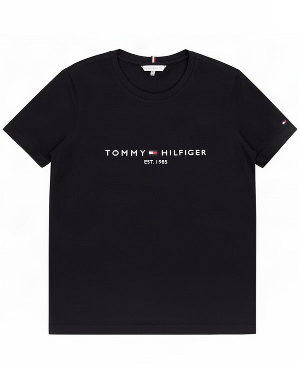 Tommy Hilfiger Womens Graphic T-Shirt Top UK 10 Small Navy Blue Cotton