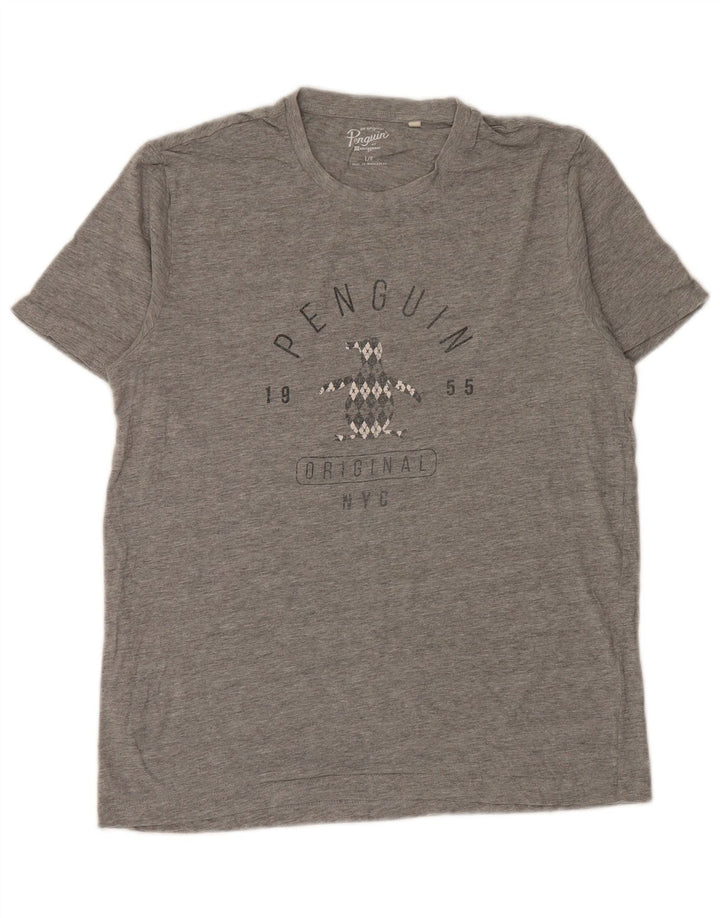 Penguin Herre Grafisk T-Shirt Top Stor Grå Bomuld