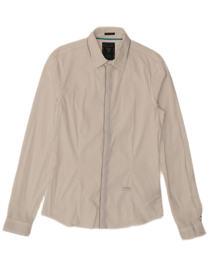 GUESS Slim Fit skjorte til mænd, lille hvid bomuld