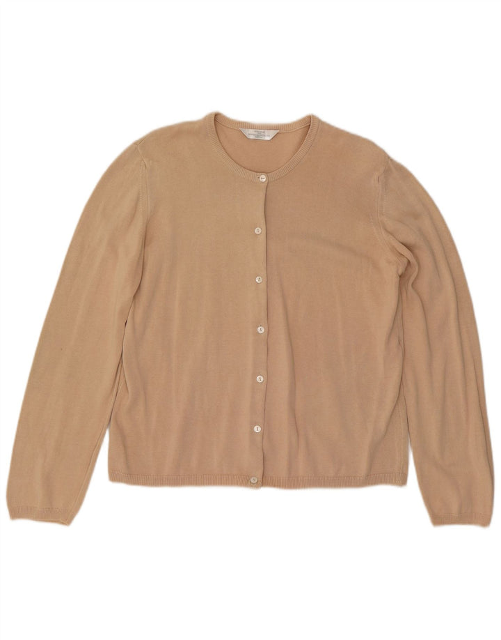 Marks & Spencer Dame Cardigan Sweater UK 12 Medium Beige Bomuld