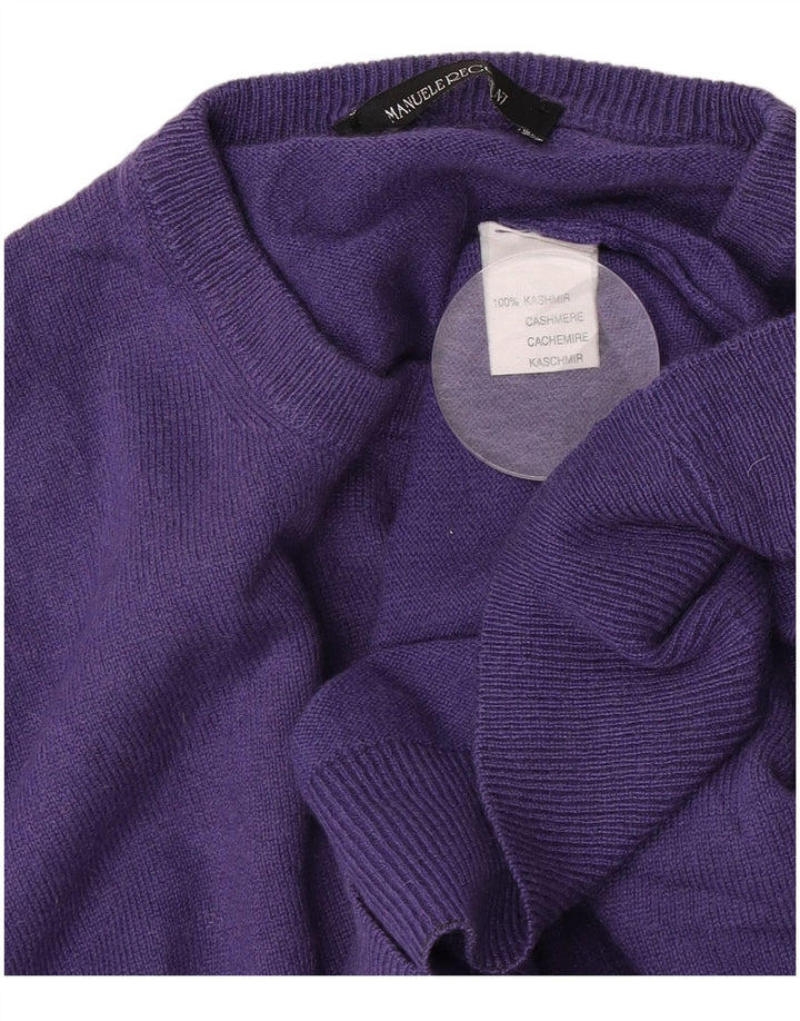 Vintage herre sweater med rund hals, medium lilla kashmir