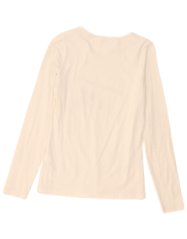 Tommy Hilfiger Womens Top Long Sleeve UK 12 Medium White Cotton