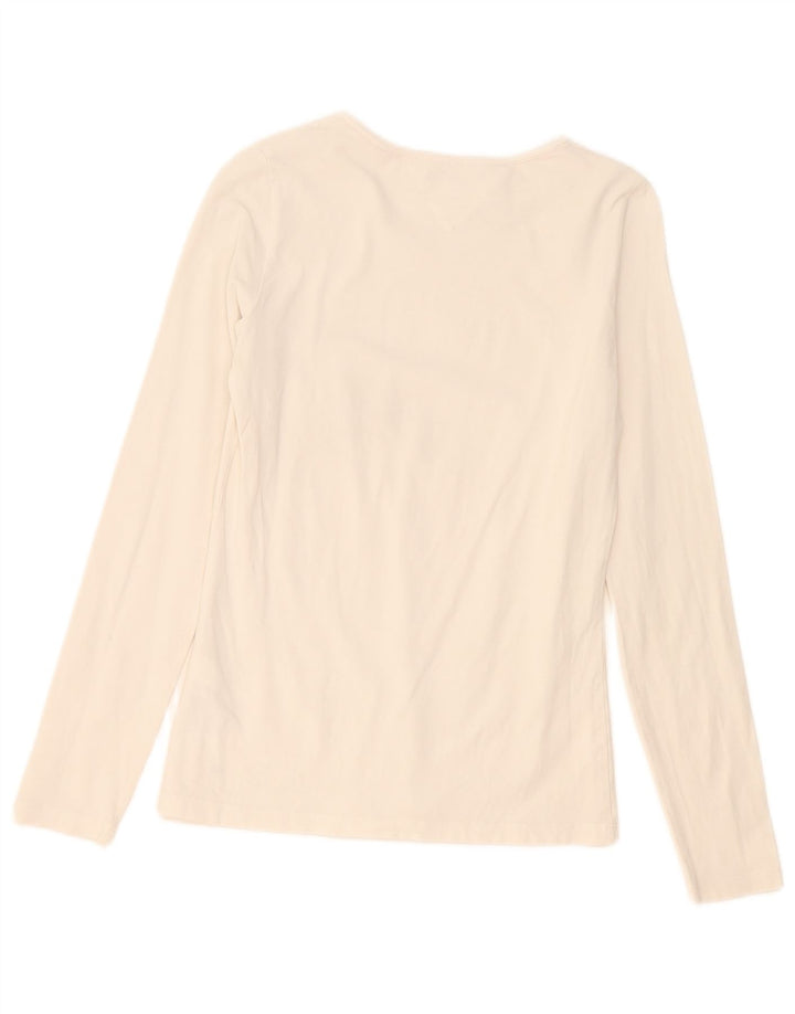 Tommy Hilfiger Dame Top Langærmet UK 12 Medium Hvid Bomuld