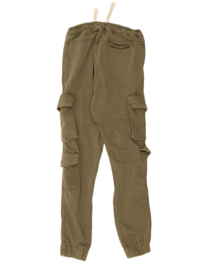 Zara Herre Joggers Cargo Bukser Small W30 L28 Khaki Cotton Army