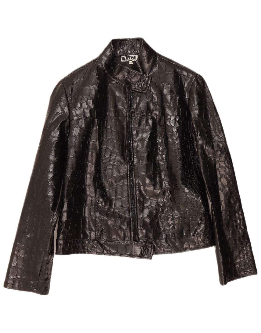 Vintage dame bomberjakke UK 14 Stort sort dyreprint