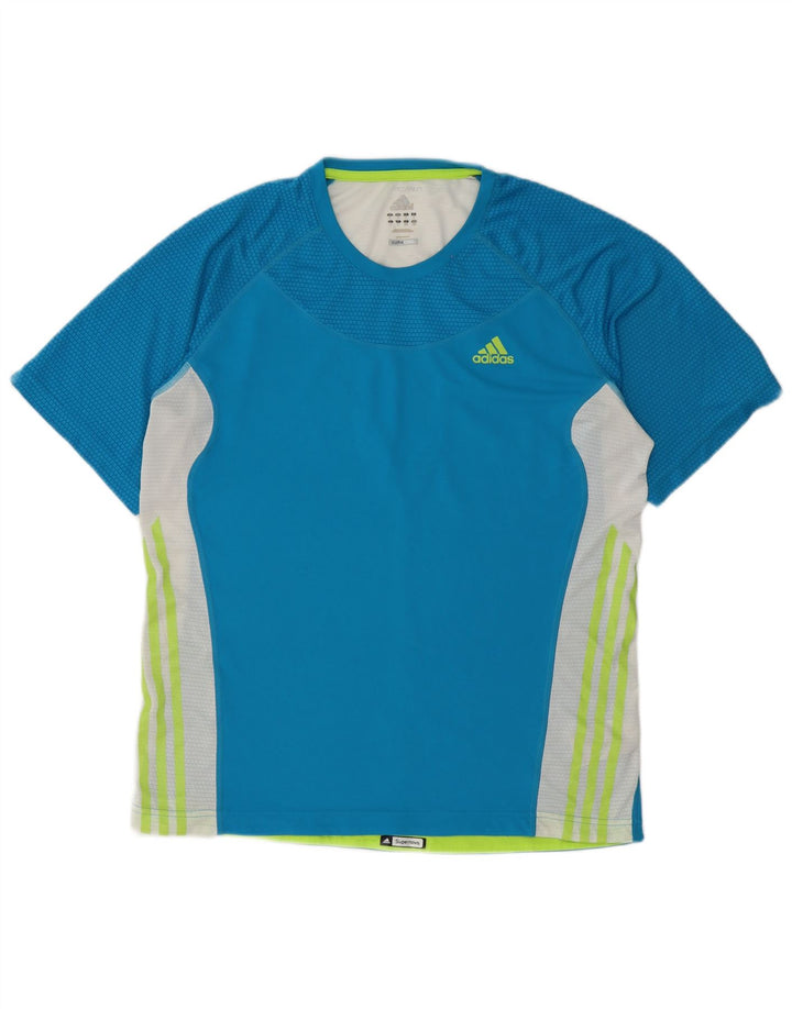 Adidas Herre Climacool T-Shirt Top Stor Blå Colourblock Polyester