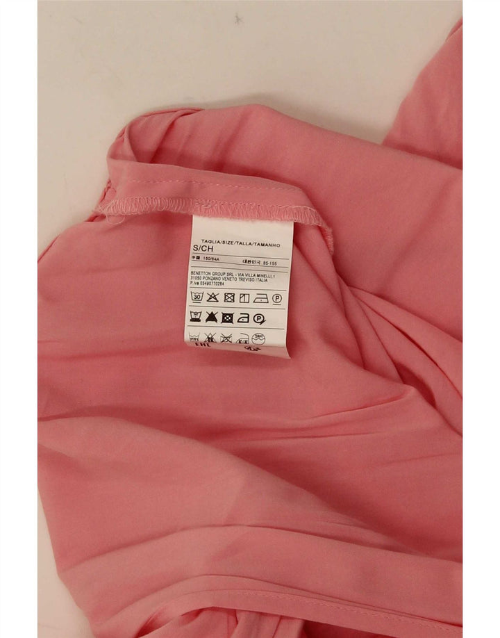 Benetton Dame Halter Dress UK 10 Small Pink Viscose