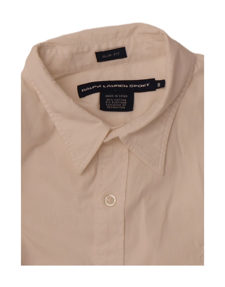 RALPH LAUREN Womens Slim Fit Shirt US 8 Medium White Cotton