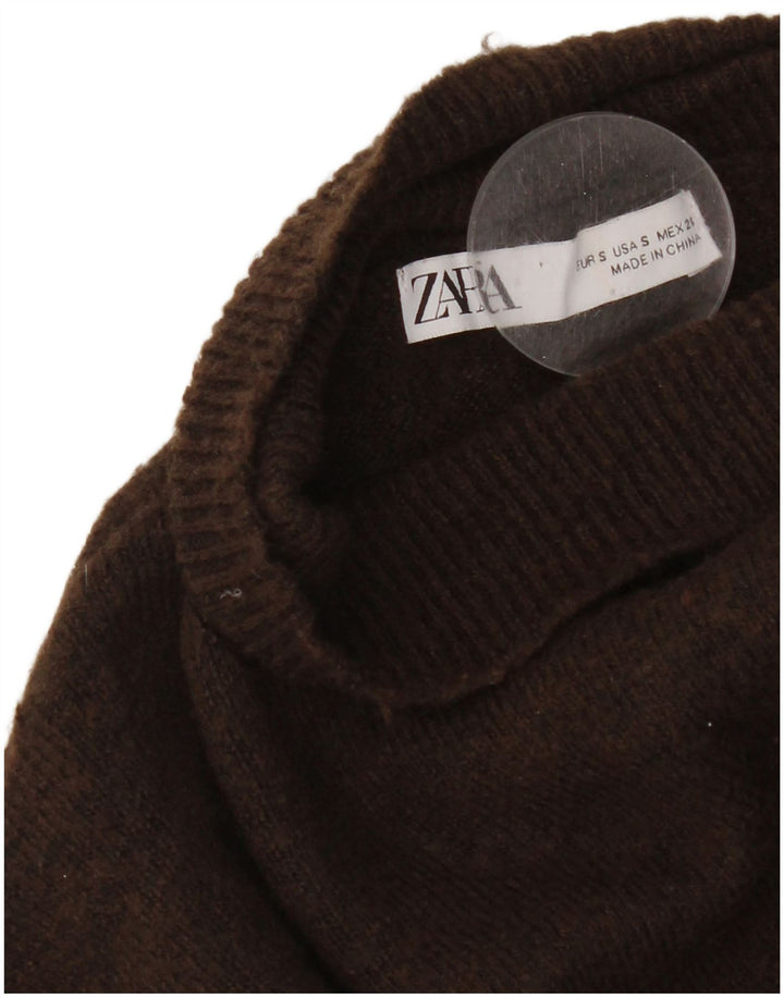 Zara Dame Batwing Roll Neck Jumper Sweater UK 10 Small Brown