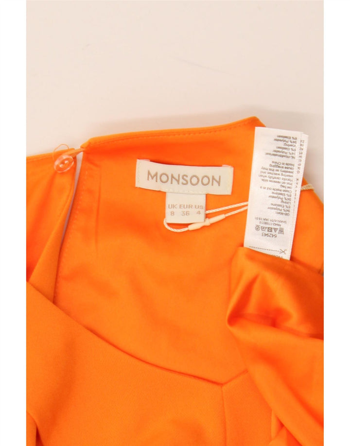 Monsoon Dame Ærmeløs Maxikjole UK 8 Small Orange Polyester