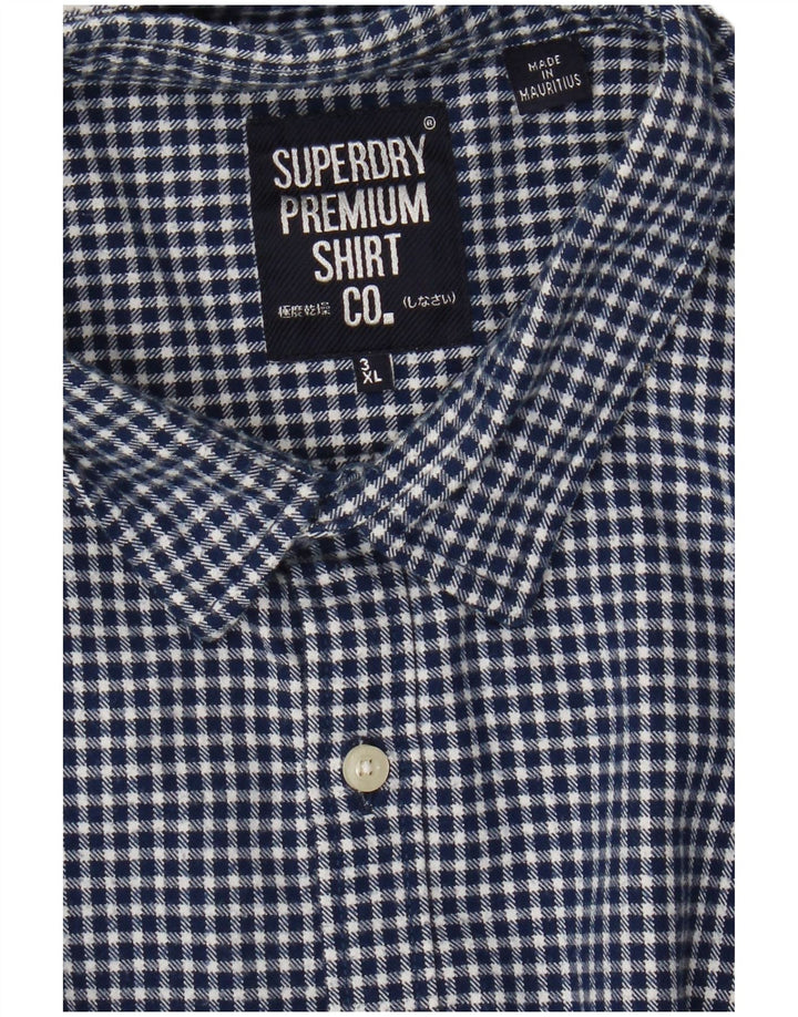 Superdry Flanelskjorte til mænd 3XL Navy Blue Gingham Classic