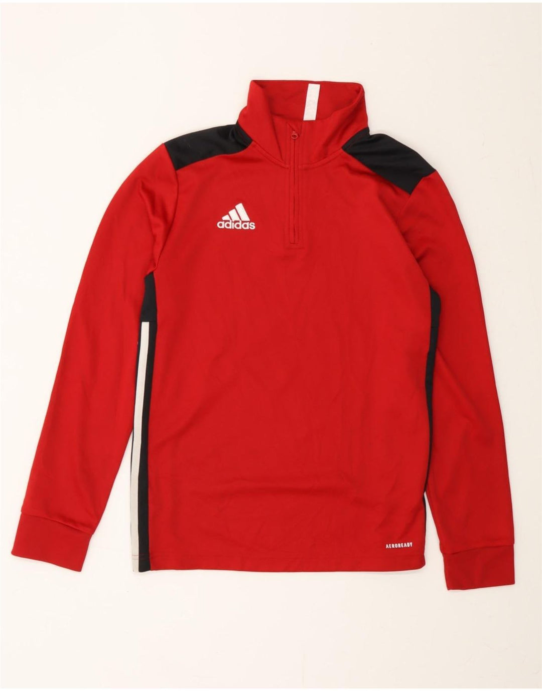 ADIDAS Boys Aeroready Zip Neck Pullover Tracksuit Top 13-14 Years Red Vintage Adidas and Second-Hand Adidas from Messina Hembry 