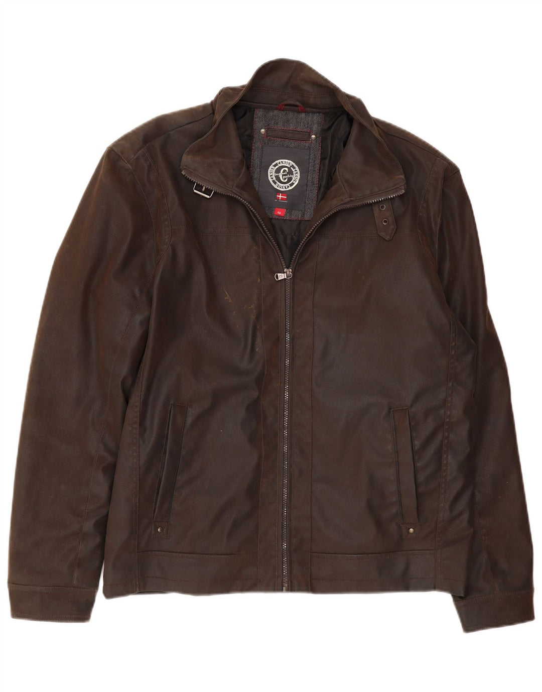 CANSON Herre imiteret læderjakke EU 52 XL Brun polyethylen